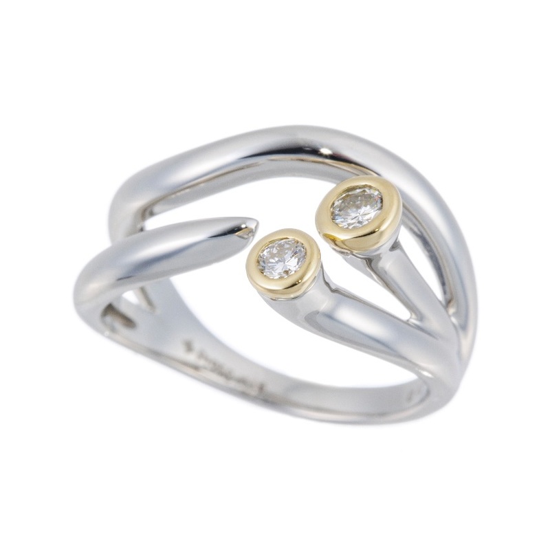 PT950/K18YG ダイヤモンド ピンキーリング D 約0.12ct