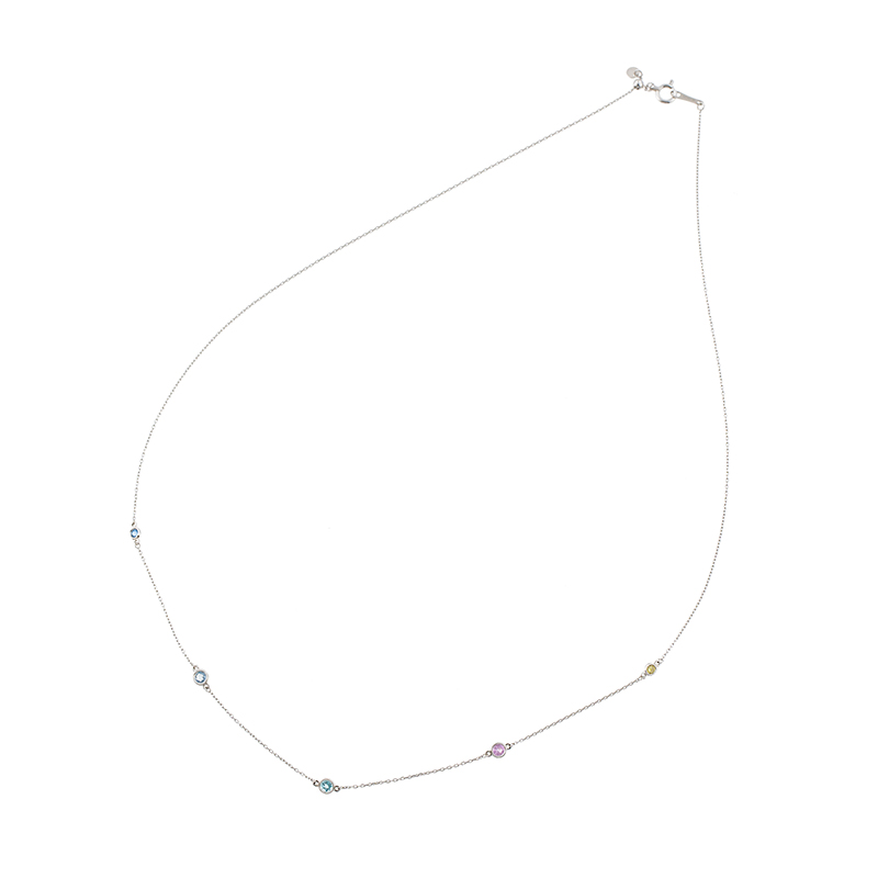 PT950/PT850ブラジル産パライバトルマリンファンシイエロダイヤアウイステーションネックレス