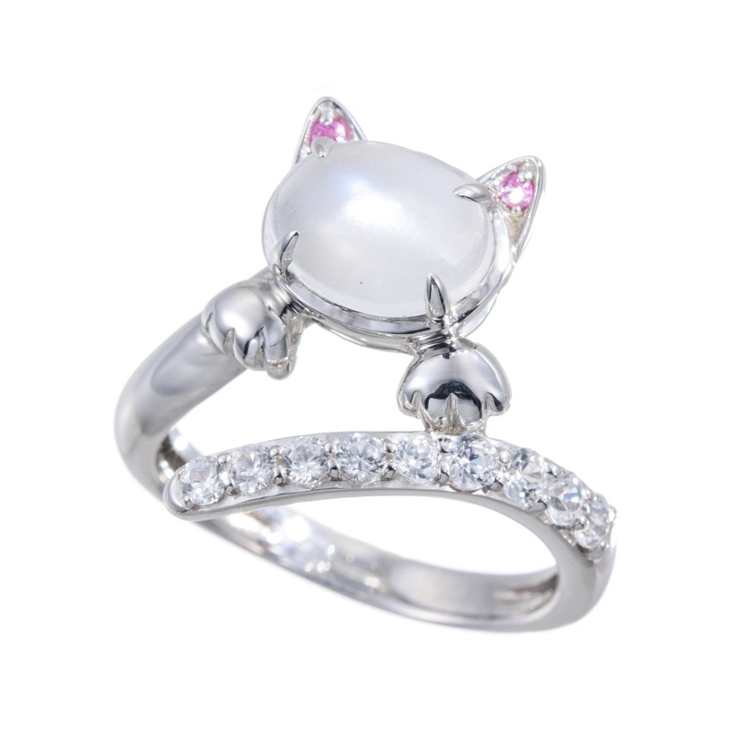 パラシル アルバイトムーンストーン ピンクサファイア 天然ホワイトジルコンRonron ハグリング