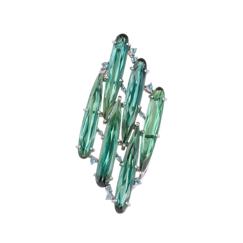 PT950 グリーントルマリン ブラジル産パライバトルマリン ニードルドロップ ペンダントトップ