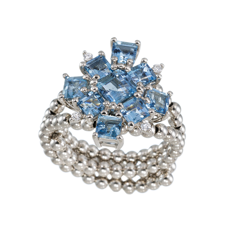 PT950 サンタマリアアフリカーナアクアマリン ダイヤ フロスト・レース フリーリング AQ 約1