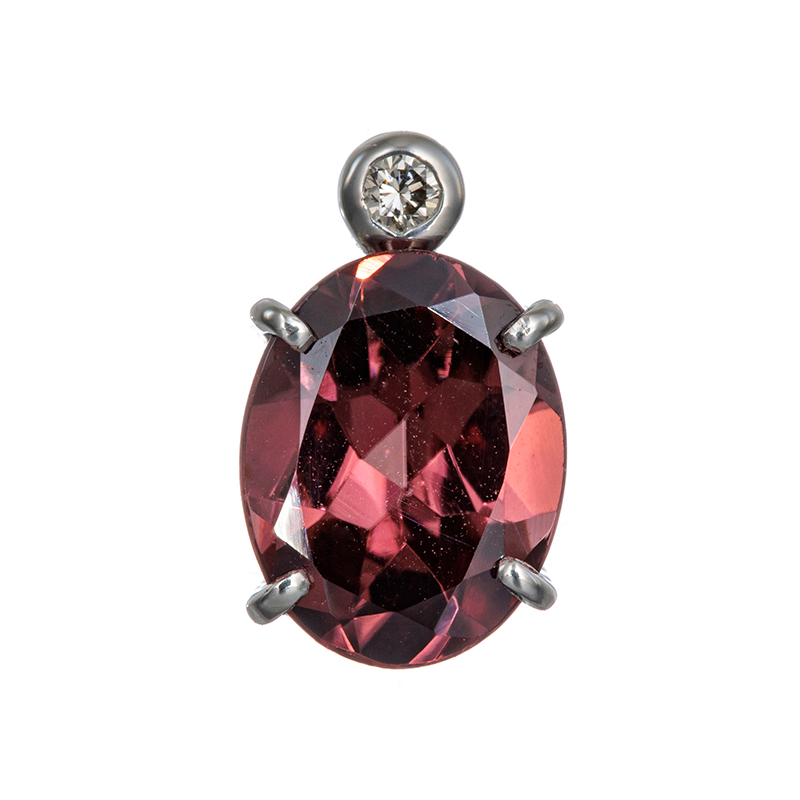 PT900 ピンクジルコン ダイヤ ペンダントトップ ZI 約2.00ct D 約0.02ct