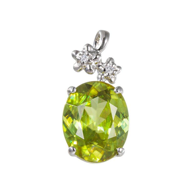 PT950 グリーンスフェーン ダイヤ ペンダントトップ SH 約2.35ct D 約0.01ct