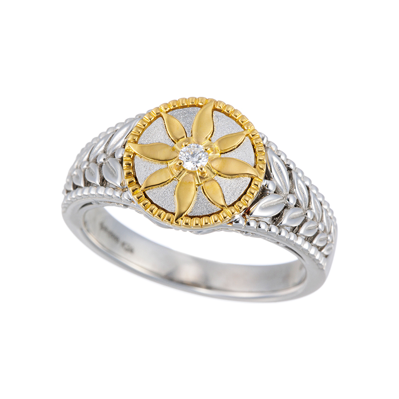 純プラチナ/純金H&Cダイヤモンド(リリーダイヤカット)リングD約0.03ct(LI)