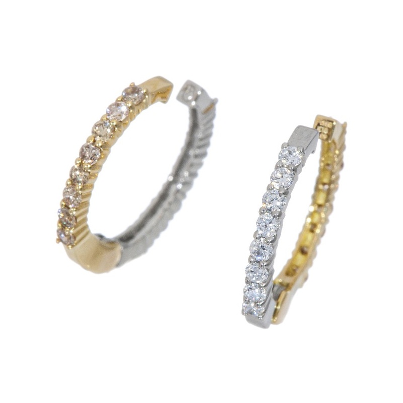 GSTV PT950/K18YGダイヤモンド&ブラウンダイヤピアリングD約0.09ctBRD