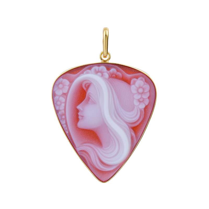 K18YG メノウカメオ ペンダントトップ カメオ 約27×24mm