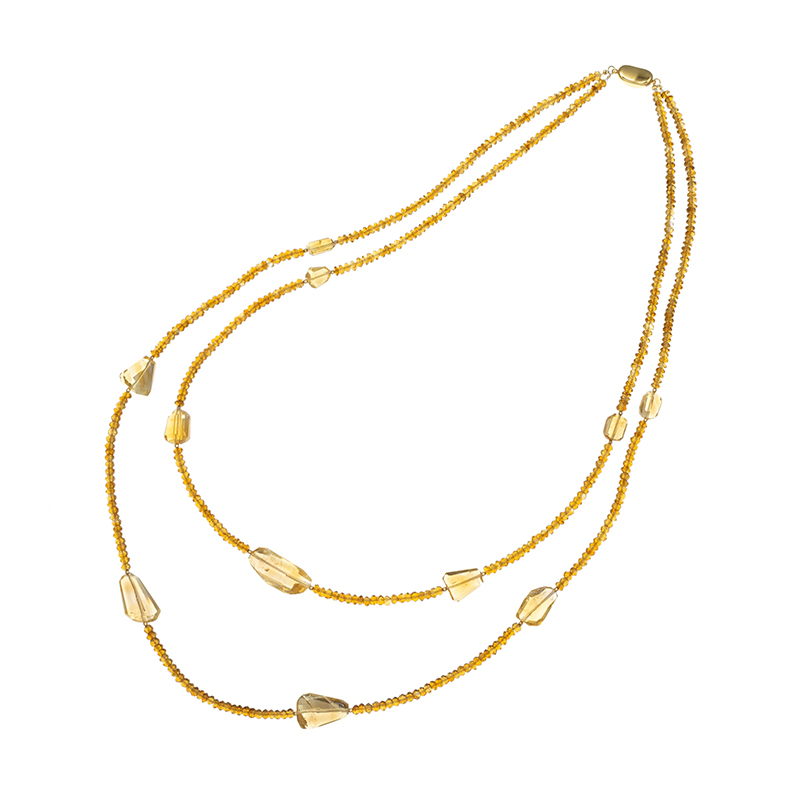 SV/K18YG シトリン 2連ネックレス CI 約165.00ct