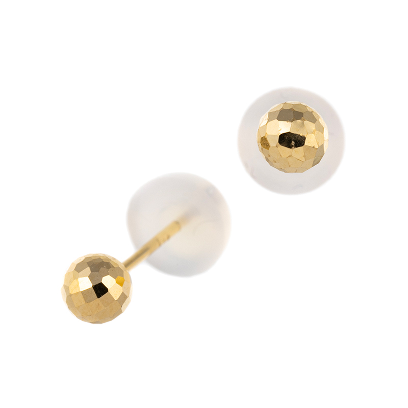 K18YG チェッカーミラーカット ピアス 縦:約3.9mm 横:約3.9mm 重量:約0.3g