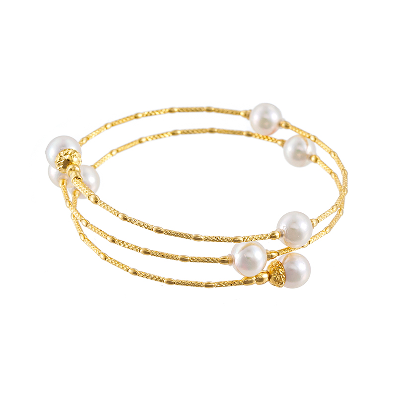 K18YG アコヤ真珠 ”Style Memory” フリーバングル P 約6.0mm 約36cm