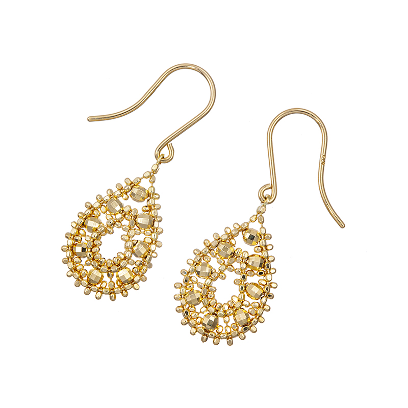 K18YG ペアシェイプ ピアス 縦：約28.0mm 横：約10.0mm 重量:約1.5g 