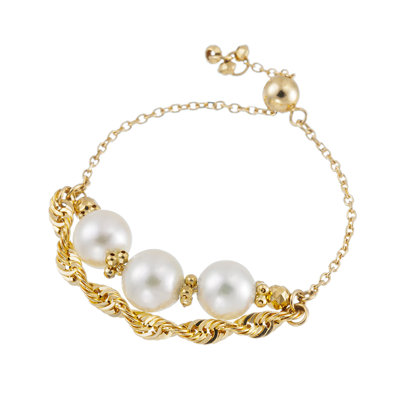 K18YGアコヤ真珠シャイニーロープチェーンリングP約4.5mm重量約0.8g3～22号