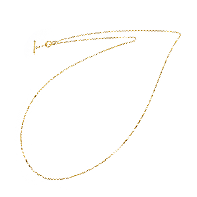 K18YG カレントチェーン Tバーエンド ロングネックレス 長さ 約60cm 重量 約3.5g