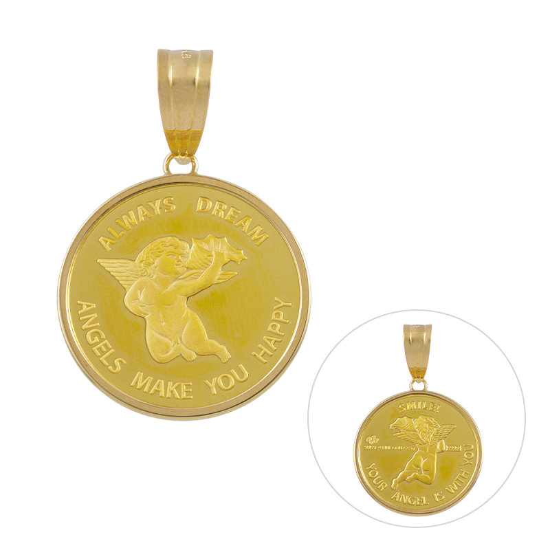 純金/K18YG PAMP 2.5g エンジェルメダル ペンダントトップ 総重量 約2.8g