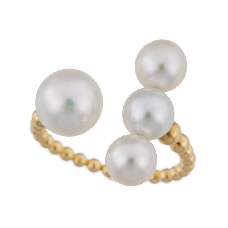 K18YG 越物 アコヤ真珠 無調色 フリーリング P 約7.5mm P 約5.0mm  9～15号