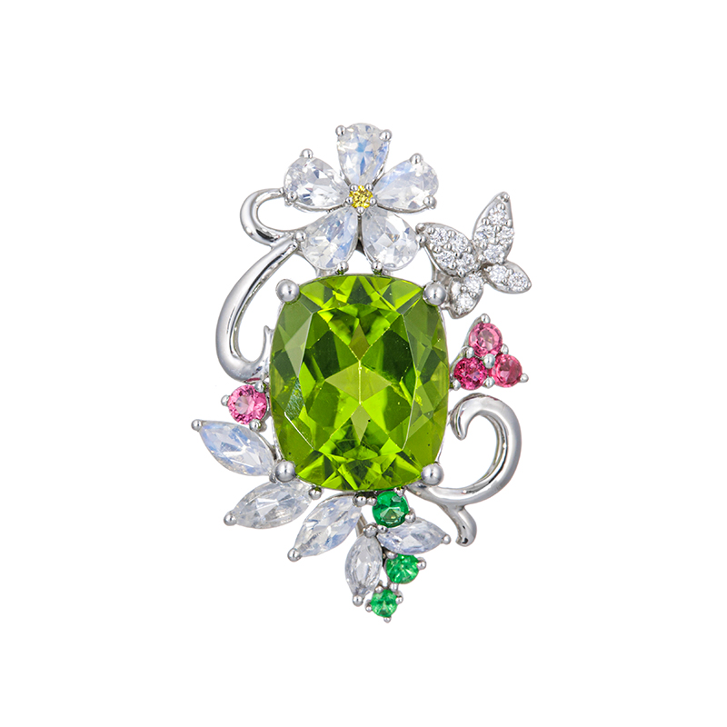 PT950 ペリドット レインボームーンストーン アヤナスピネル ツァボライト ダイヤ エターナル・