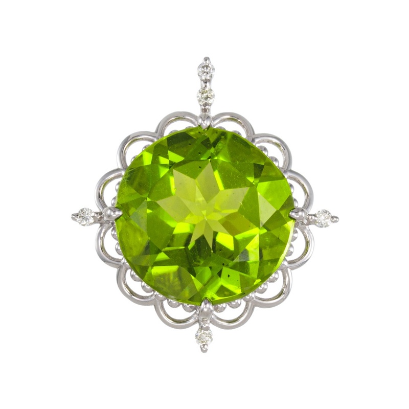 PT950 ペリドット ダイヤ ペンダントトップ PE 約6.00ct D 約0.04ct 