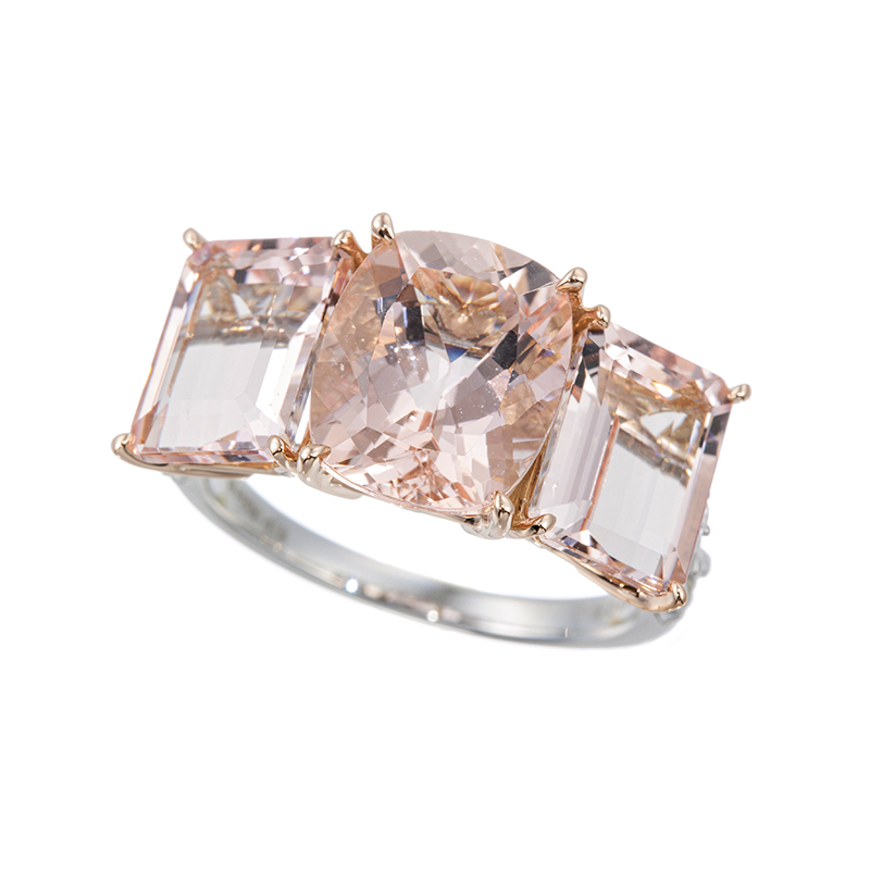 PT950/K18PG ロゼピンクモルガナイト ダイヤ リングMOR約7.50ctD約0.03ct