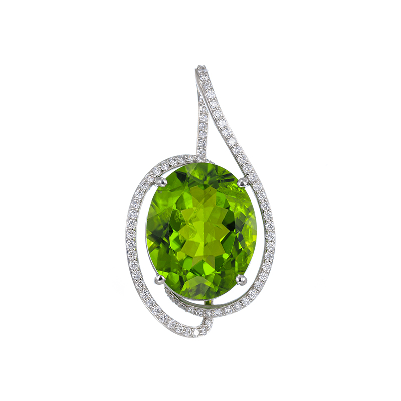 PT950 ペリドット ダイヤ ペンダントトップ PE 14.03ct D 0.49ct