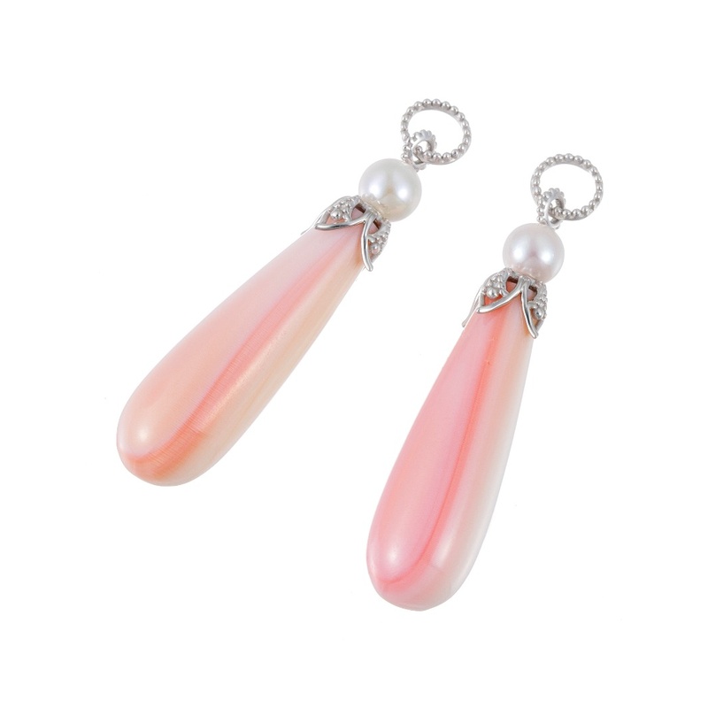 パラジウムシルバー950 コンクシェル アコヤ真珠 チャーム P 約4.5mm