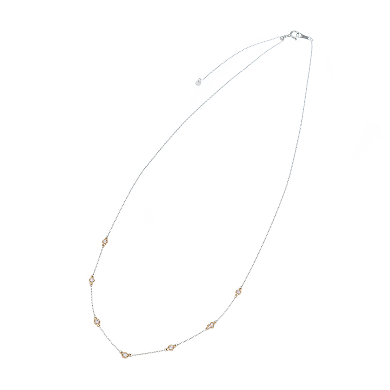 GSTV K18PG/PT850 ピンクダイヤモンド ステーションネックレス PD 約0.17ct