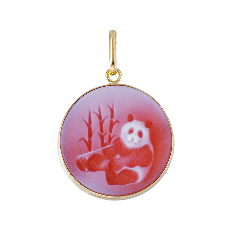 K18YG メノウカメオ ペンダントトップ カメオ 約18×18mm