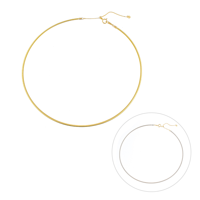 K18YG/YG(ロジウムメッキ) リバーシブル オメガネックレス 