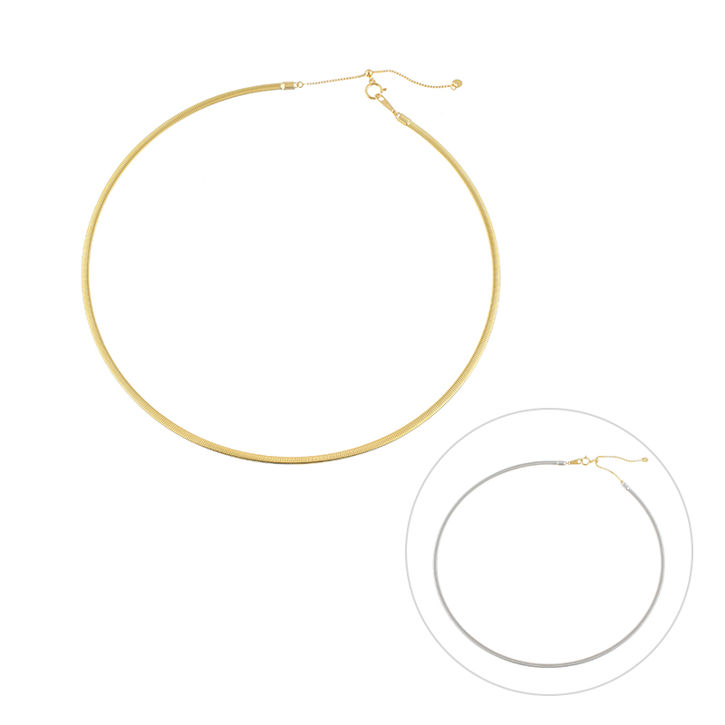 K18YG/YG(ロジウムメッキ) リバーシブル オメガネックレス