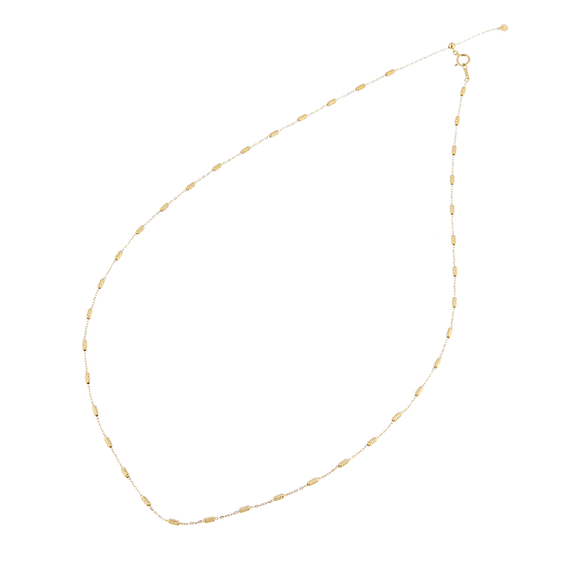 K18YG クロスカットシリンダー ステーション ロングネックレス 長さ:約60cm重量:約2.4g