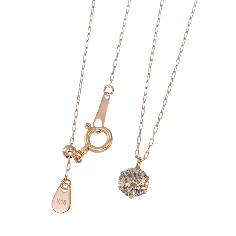 K18PGブラウンダイヤモンドネックレスBRD約0.60ct