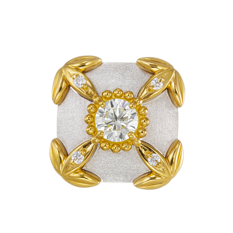 純プラチナ/純金 ダイヤモンド 玉手箱 ペンダントトップ D 約0.30ct D 約0.02ct 