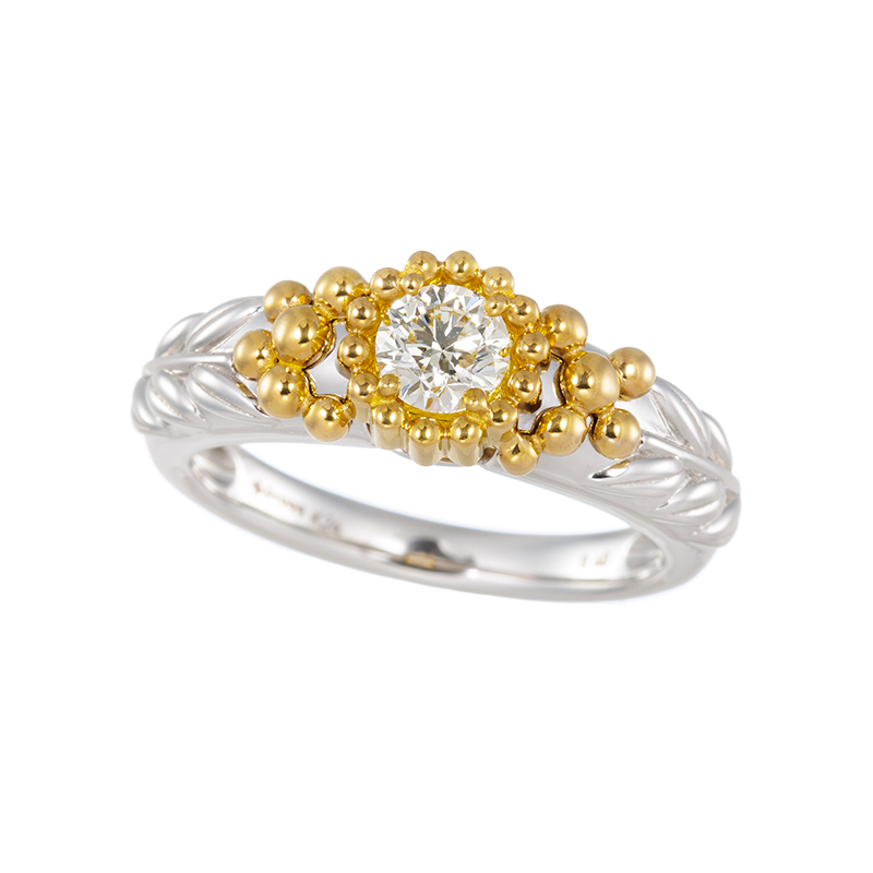 純金/純プラチナ ダイヤモンド 南天 リング D 約0.40ct 