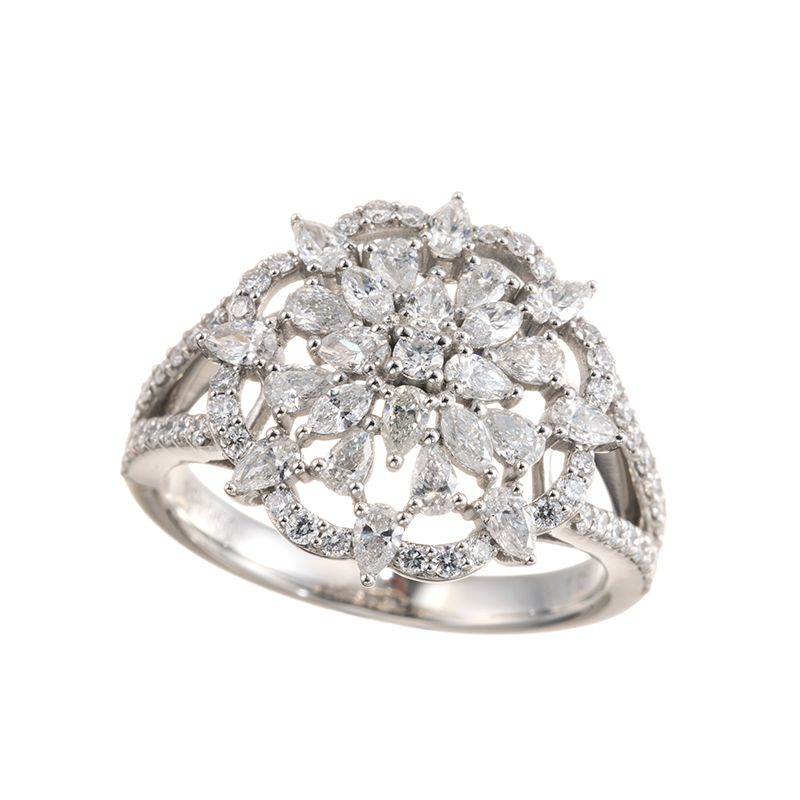 PT950 ダイヤモンド フラワーレース リング D 約1.15ct 