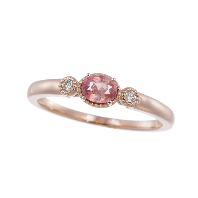 K18PG パパラチアサファイア ダイヤ リング PPS 約0.20ct D 約0.04ct