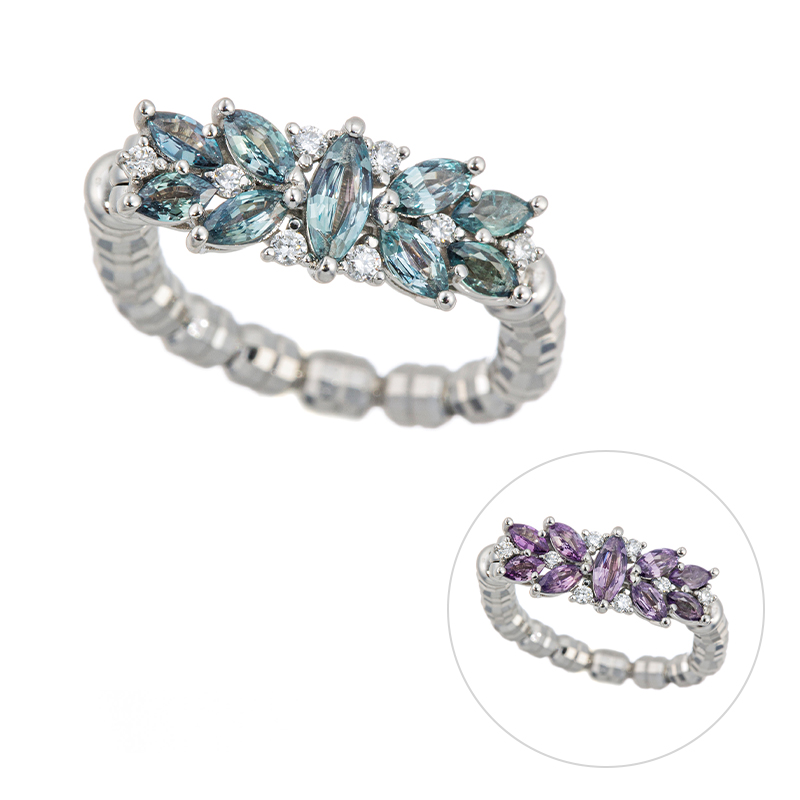 PT950 ブラジル産アレキサンドライト ダイヤ ストレッチリング AL 約0.55ct D 約0.