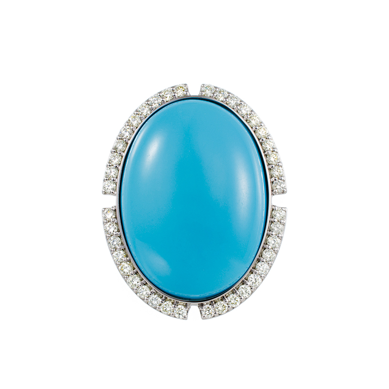 PT950 スリーピングビューティーターコイズ(スタビライズ) ダイヤ ペンダントトップ TQ 約1