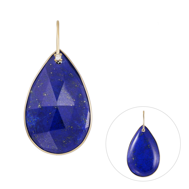 K18YG ラピスラズリ ブラウンダイヤ ペンダントトップ LA約35.00ctBRD約0.06ct