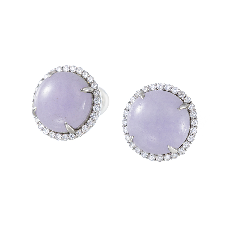 PT950 ラベンダーヒスイ ダイヤ ピアス J 7.71ct J 7.12ct D 0.66ct