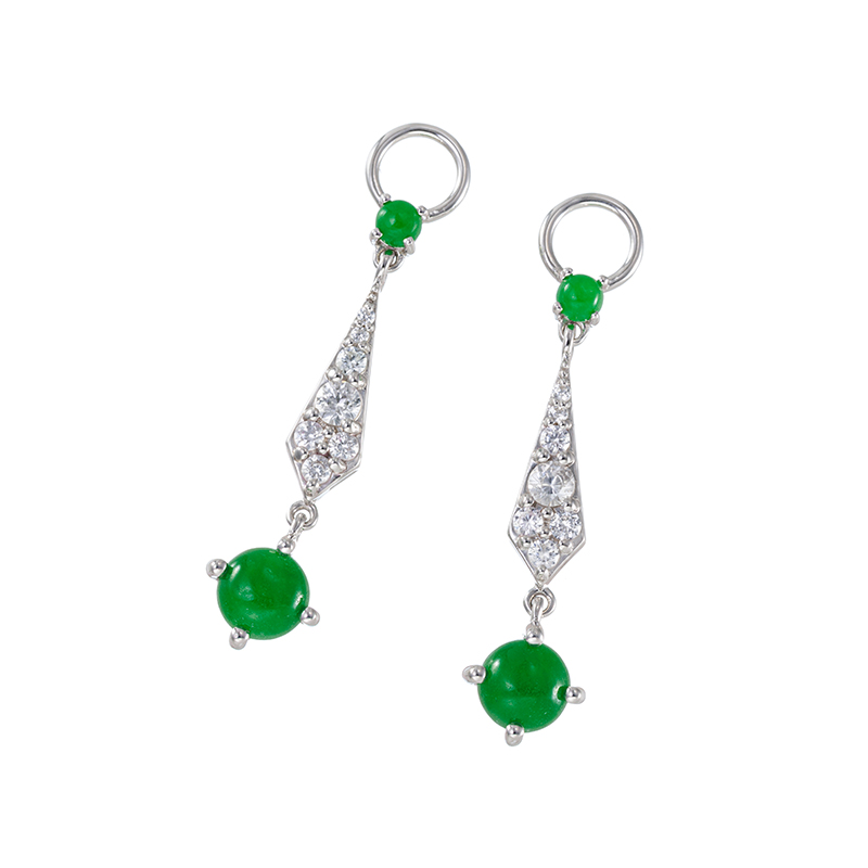 パラジウムシルバー950 ヒスイ 天然ホワイトジルコン Mia チャーム J 約2.20ct ZI 