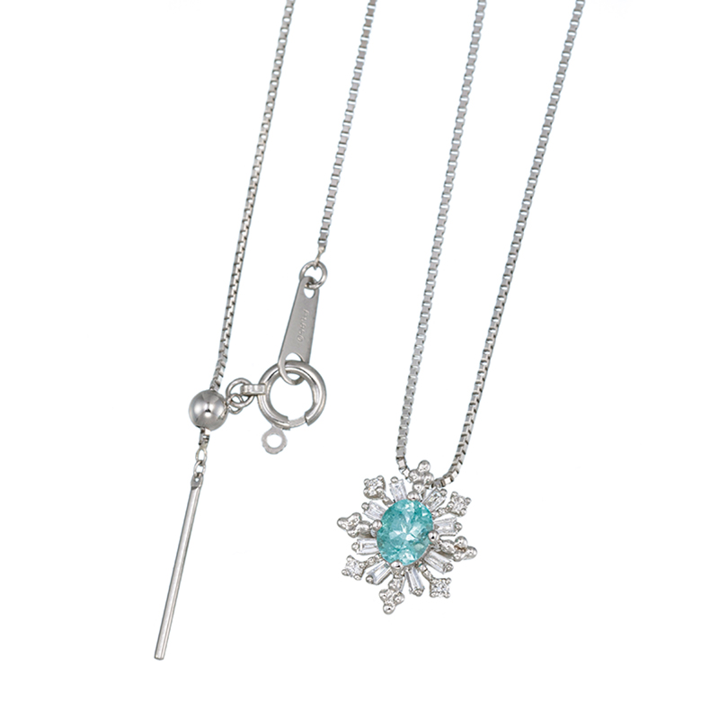 PT950/PT850 ブラジル産パライバトルマリン ダイヤ ネックレス PRT 約0.30ct