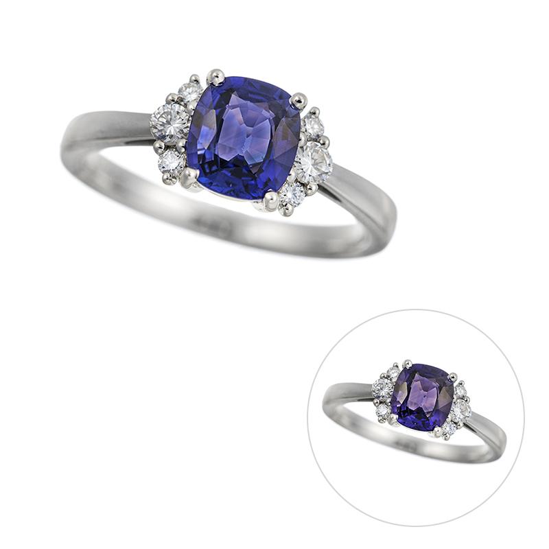 PT950 マダガスカル産カラーチェンジサファイア ダイヤ リング SA 1.302ct
