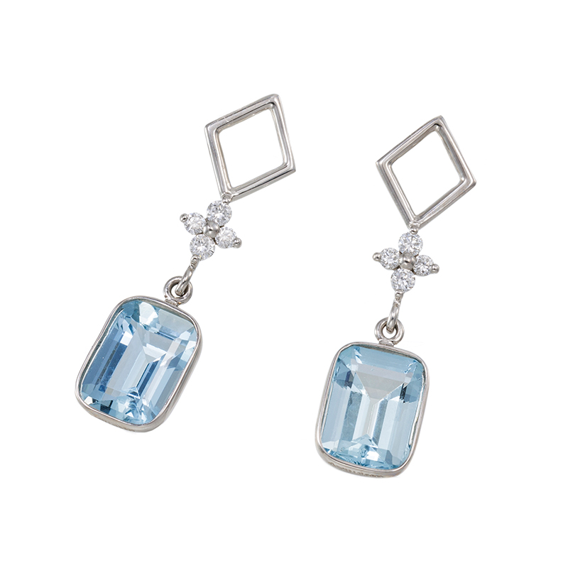 PT950 アクアマリン ダイヤ チャーム AQ 1.43ct AQ 1.31ct D 0.12ct