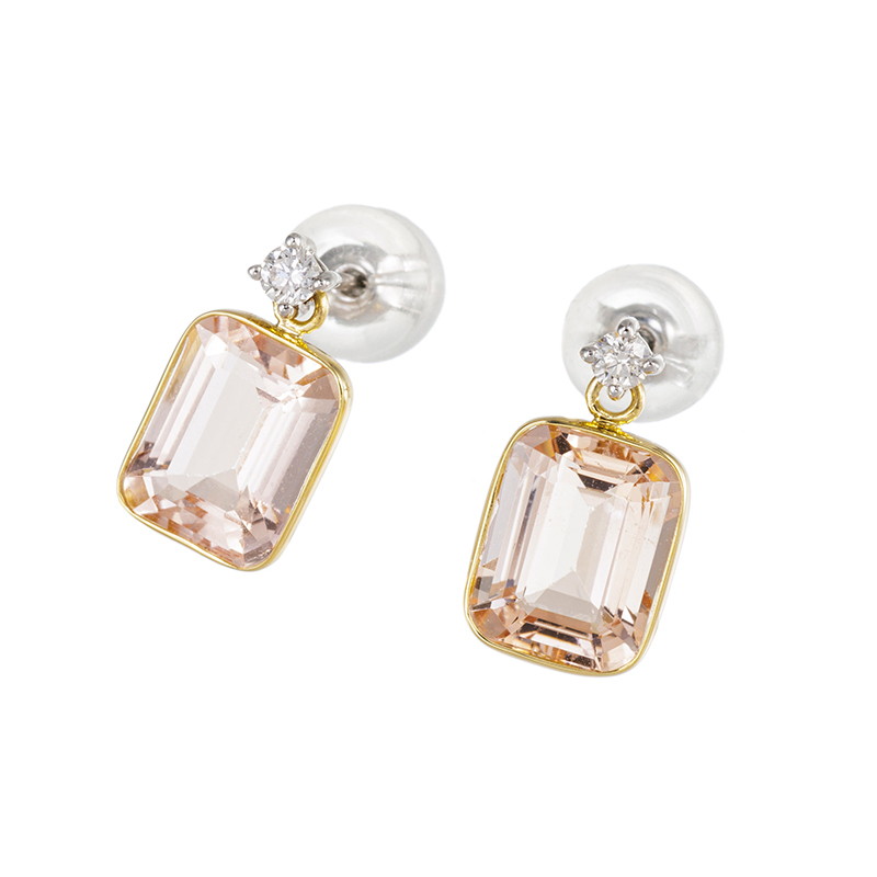 PT950/K18YG モルガナイト ダイヤ ピアス MOR 約4.00ct D 約0.08ct 