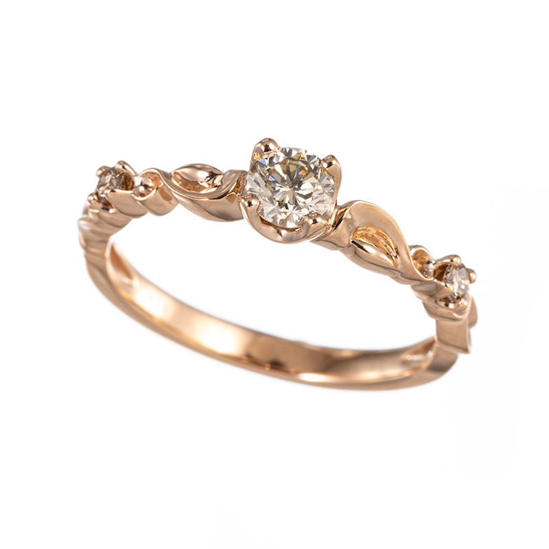 K18PG ブラウンダイヤモンド リング BRD 約0.30ct BRD 約0.05ct 