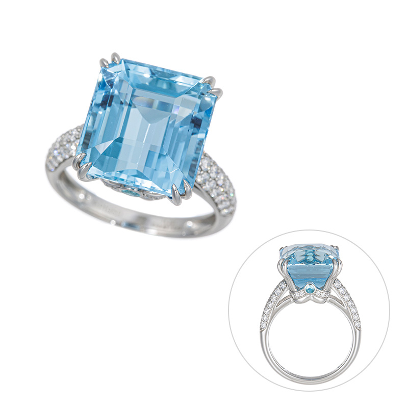 PT950 アクアマリン ブラジル産パライバトルマリン ダイヤ リング AQ 11.231ct PR