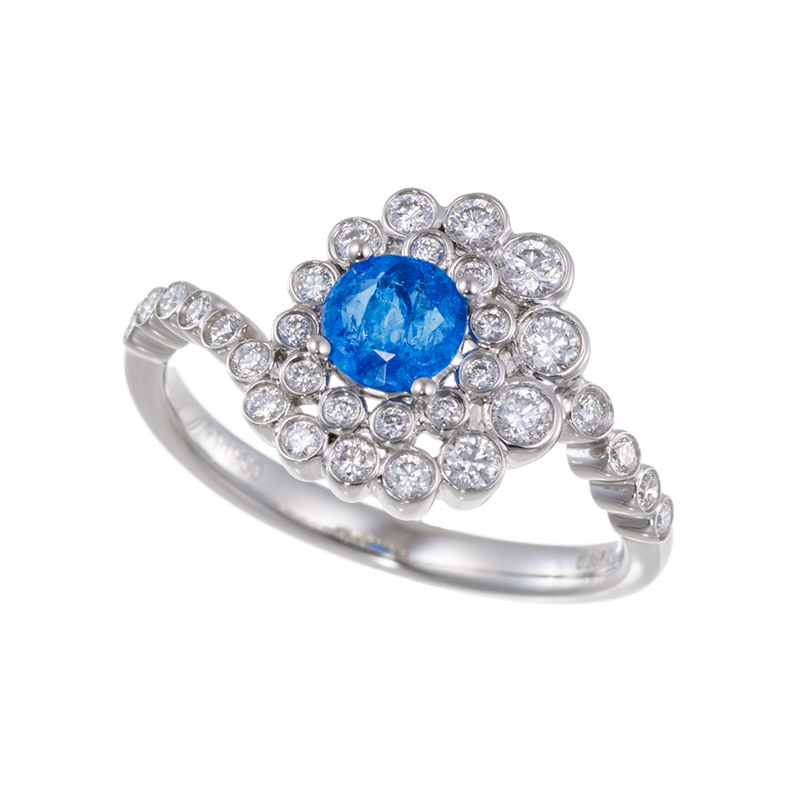 PT950 アウイナイト ダイヤ リング HA 0.368ct D 0.39ct