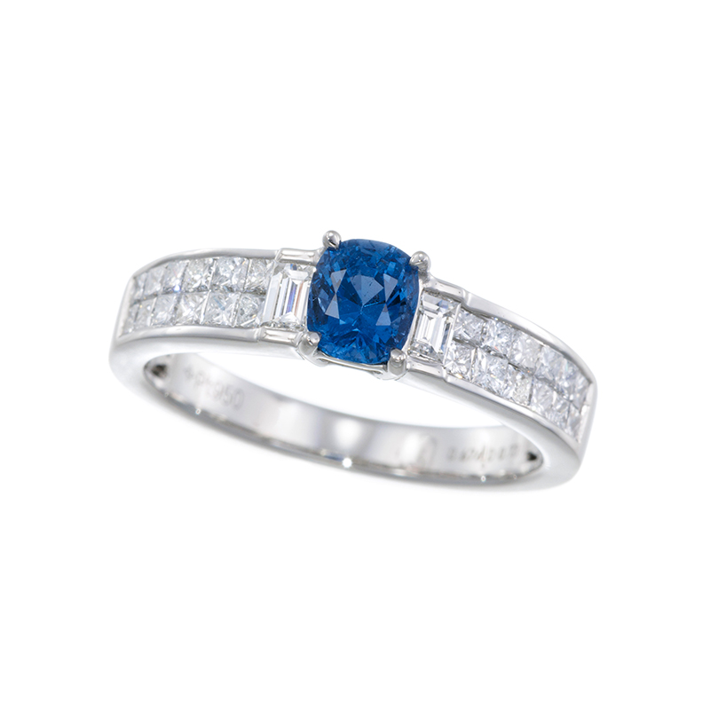 PT950 ベトナム産コバルトスピネル ダイヤ ミステリーセッティング リング SP 0.676ct