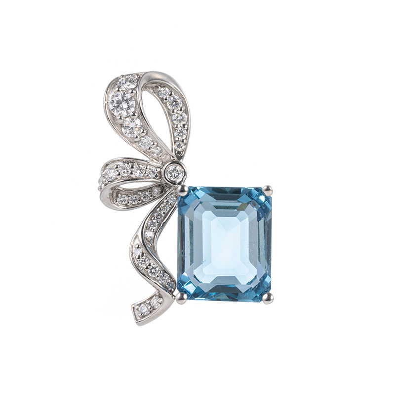 PT950 サンタマリアアフリカーナアクアマリン ダイヤ ペンダントトップ AQ 4.520ct D