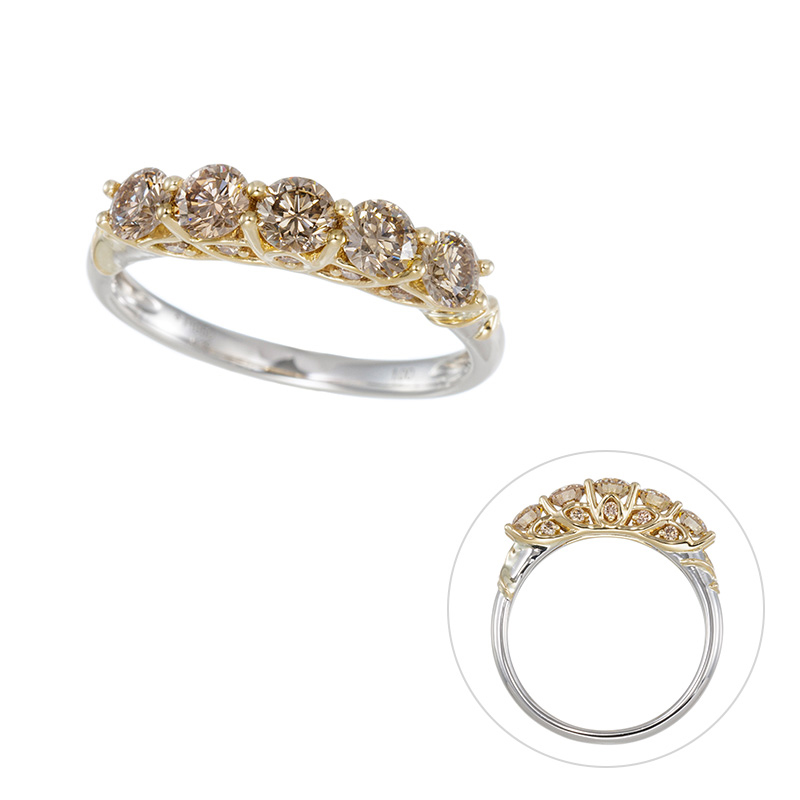 GSTV PT950/K18YG ブラウンダイヤモンド リング BRD 約1.00ct