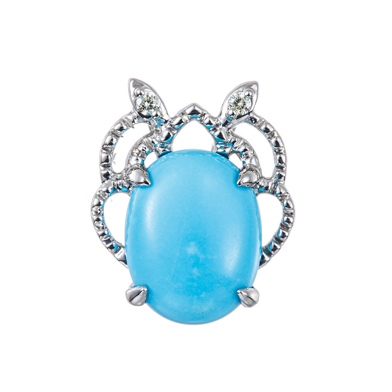 PT950 スリーピングビューティーターコイズ(スタビライズ) ダイヤ ペンダントトップ TQ 約1