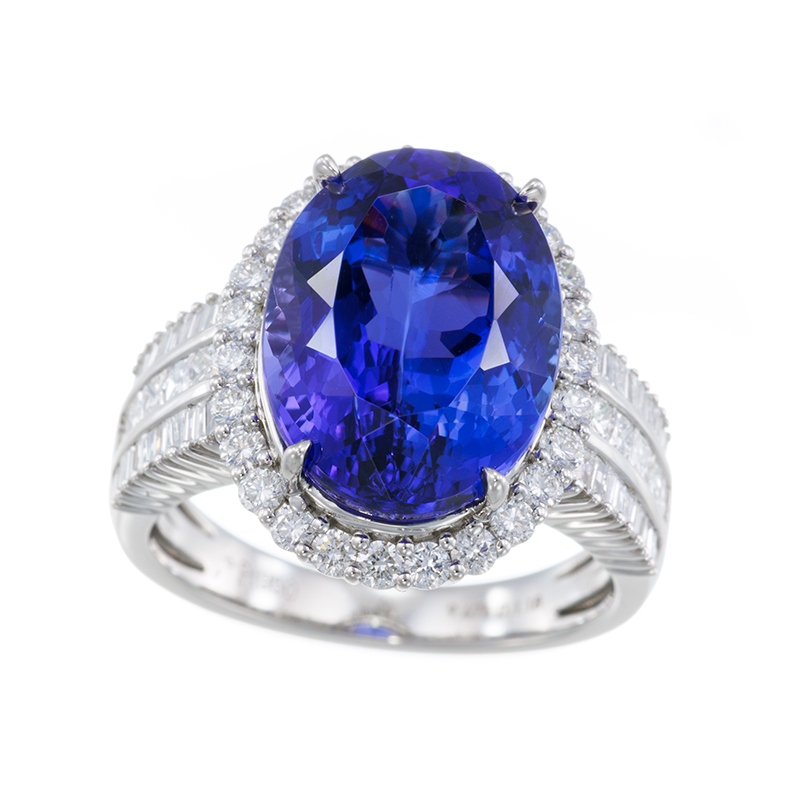 PT950 タンザナイト ダイヤ リング TA 9.475ct D 1.18ct